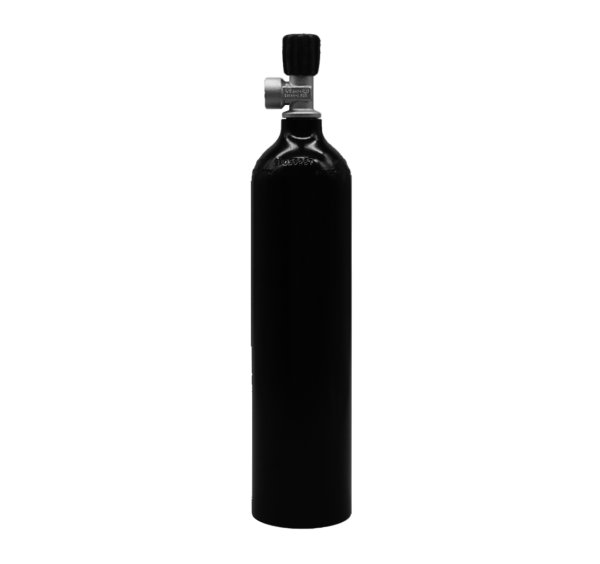 MES 2 L/ 200 bar Aluflasche schwarz  mit Ventil 12800