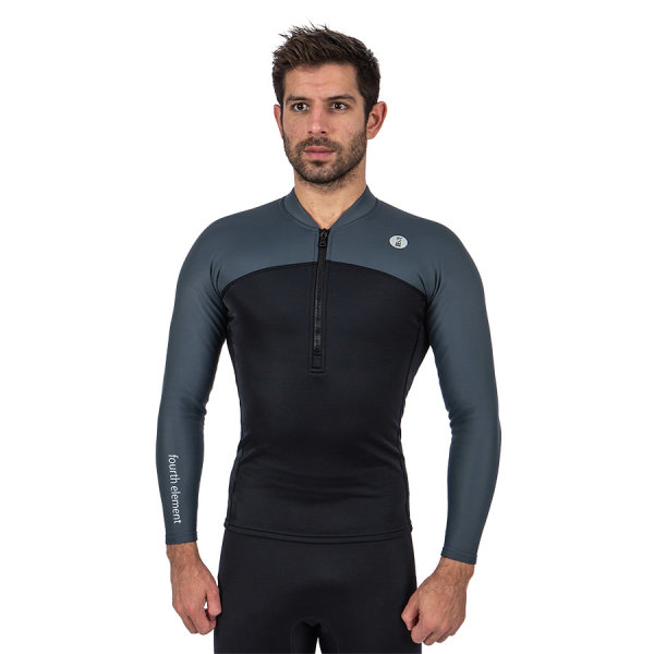 MENS THERMOCLINE LS TOP BLACK/GREY - FRONT ZIP S